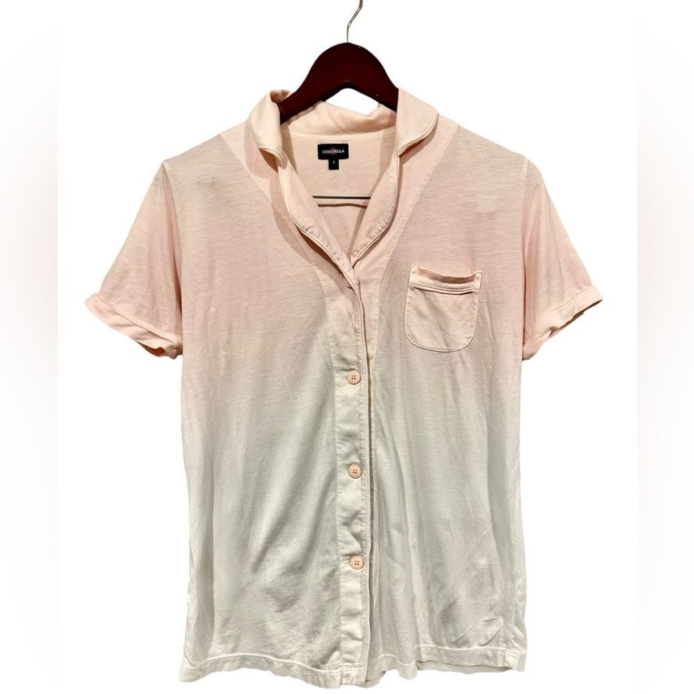 Cosabella Womens Buttondown Short Sleeve Top Pink Ombre Small Pajama Top